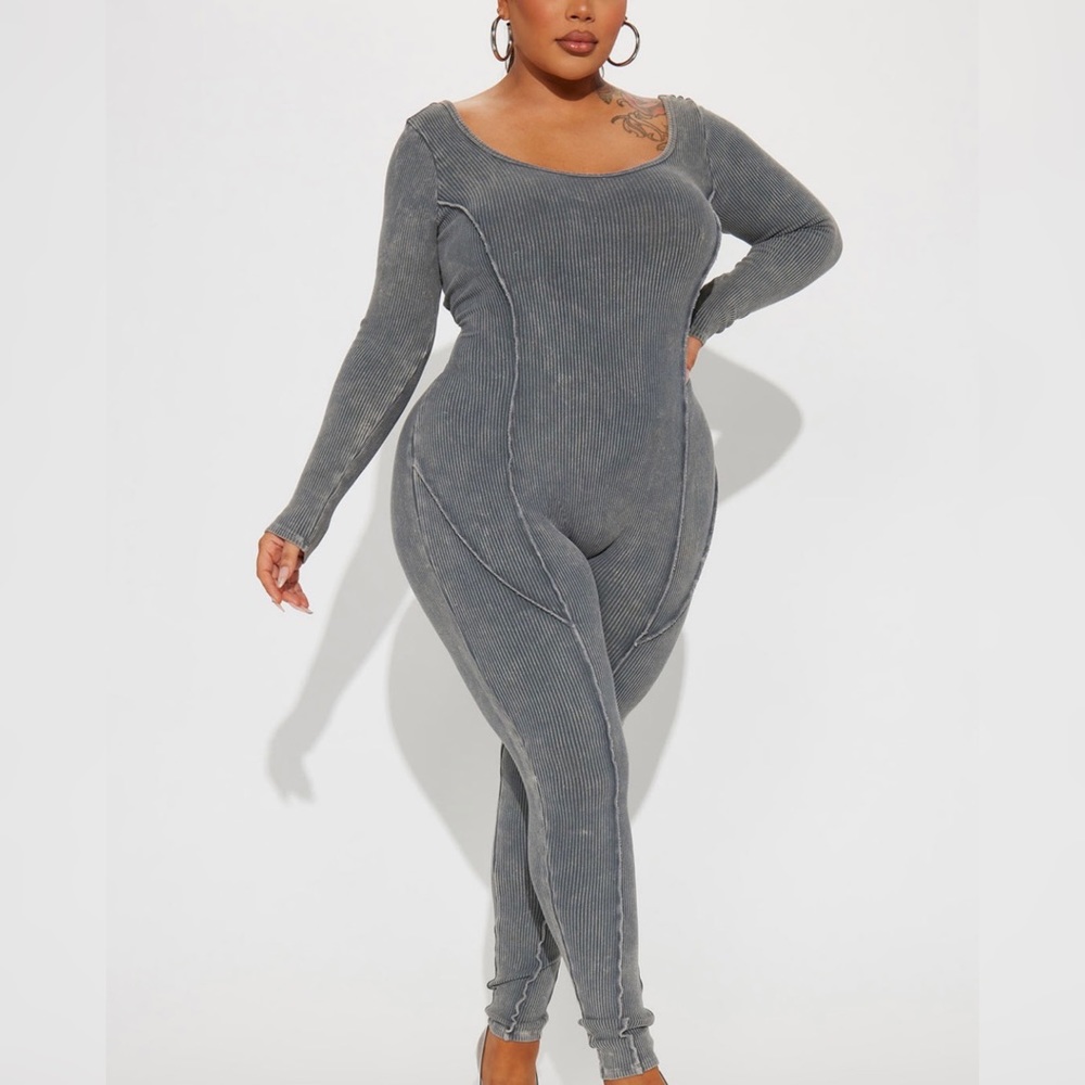 Mineral Wash Ribbed Jumpsuit